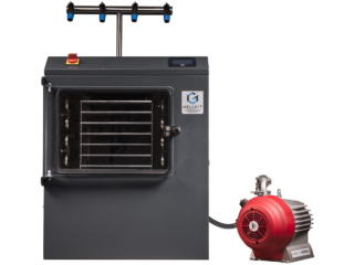 Gellert: namizni liofilizator Cryo 10 in brezoljna črpalka